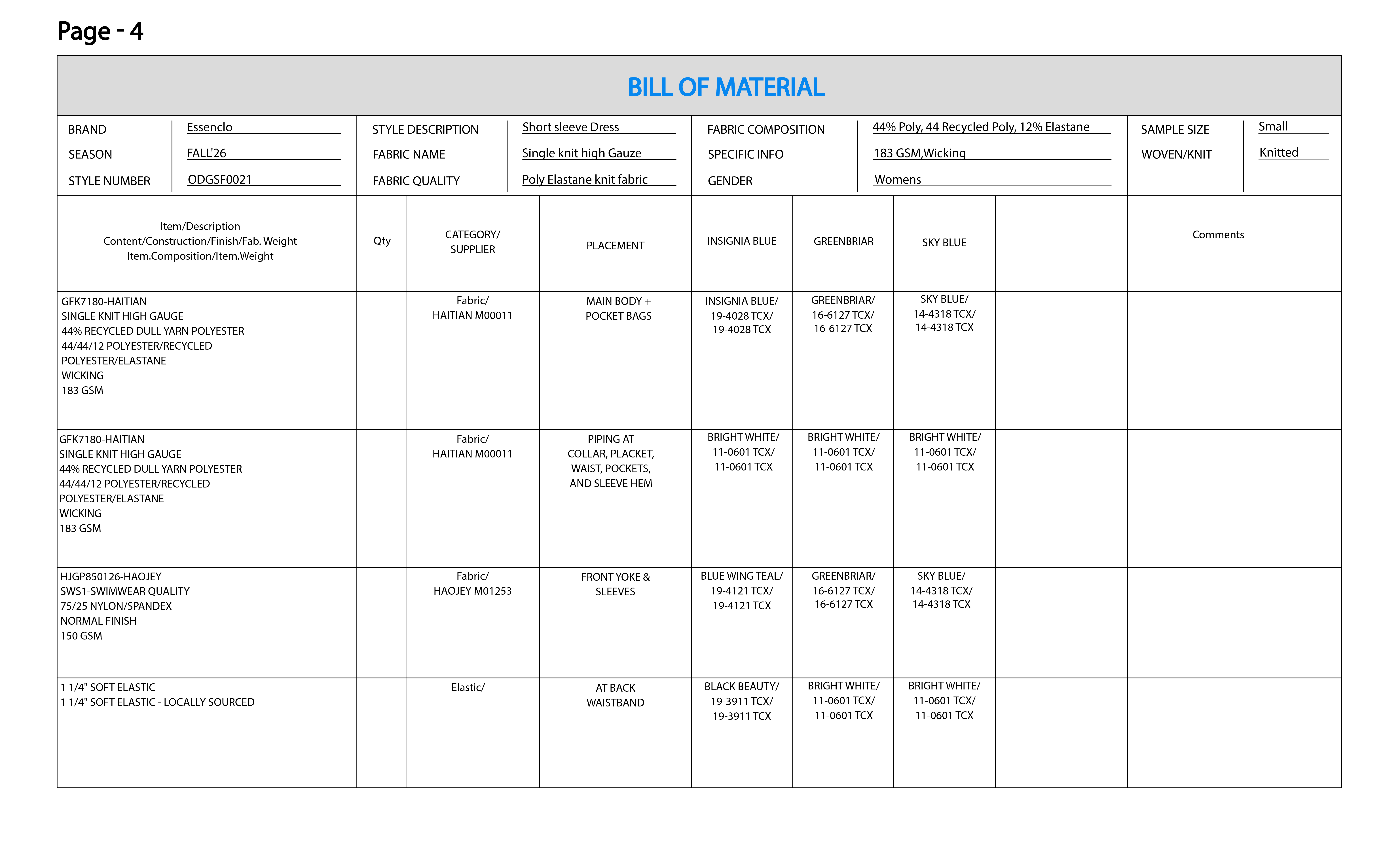 Page 4 - Bill of Material